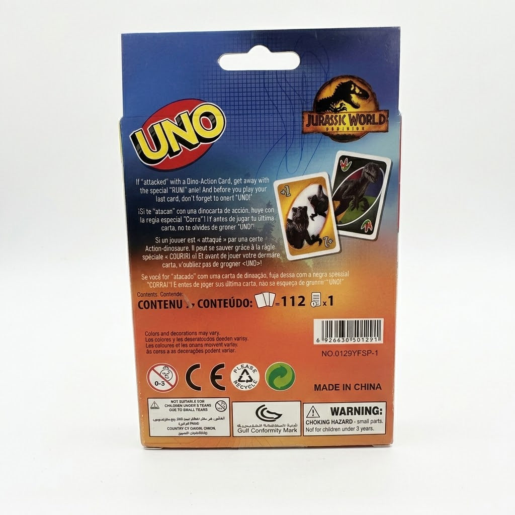 UNO Jurassic World Card Game – Family Board Game (Ages 7+)