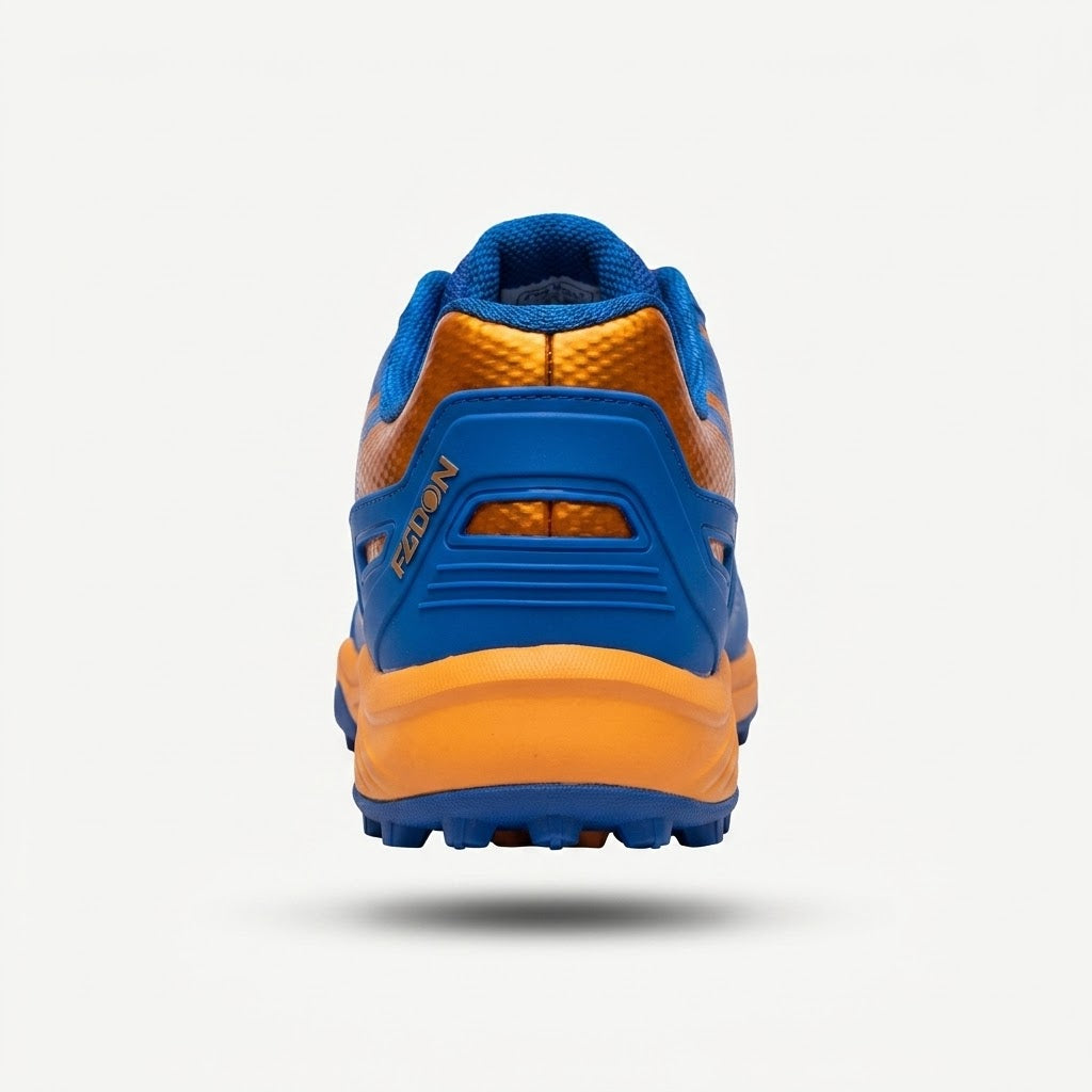 FG DON FG666 Blue & Orange Turf Cricket Shoes — Professional Rubber Studs