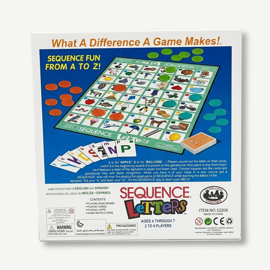 Sequence Letters Board Game – Fun Alphabet & Phonics Game for Kids (Ages 4-7, 2-4 Players)