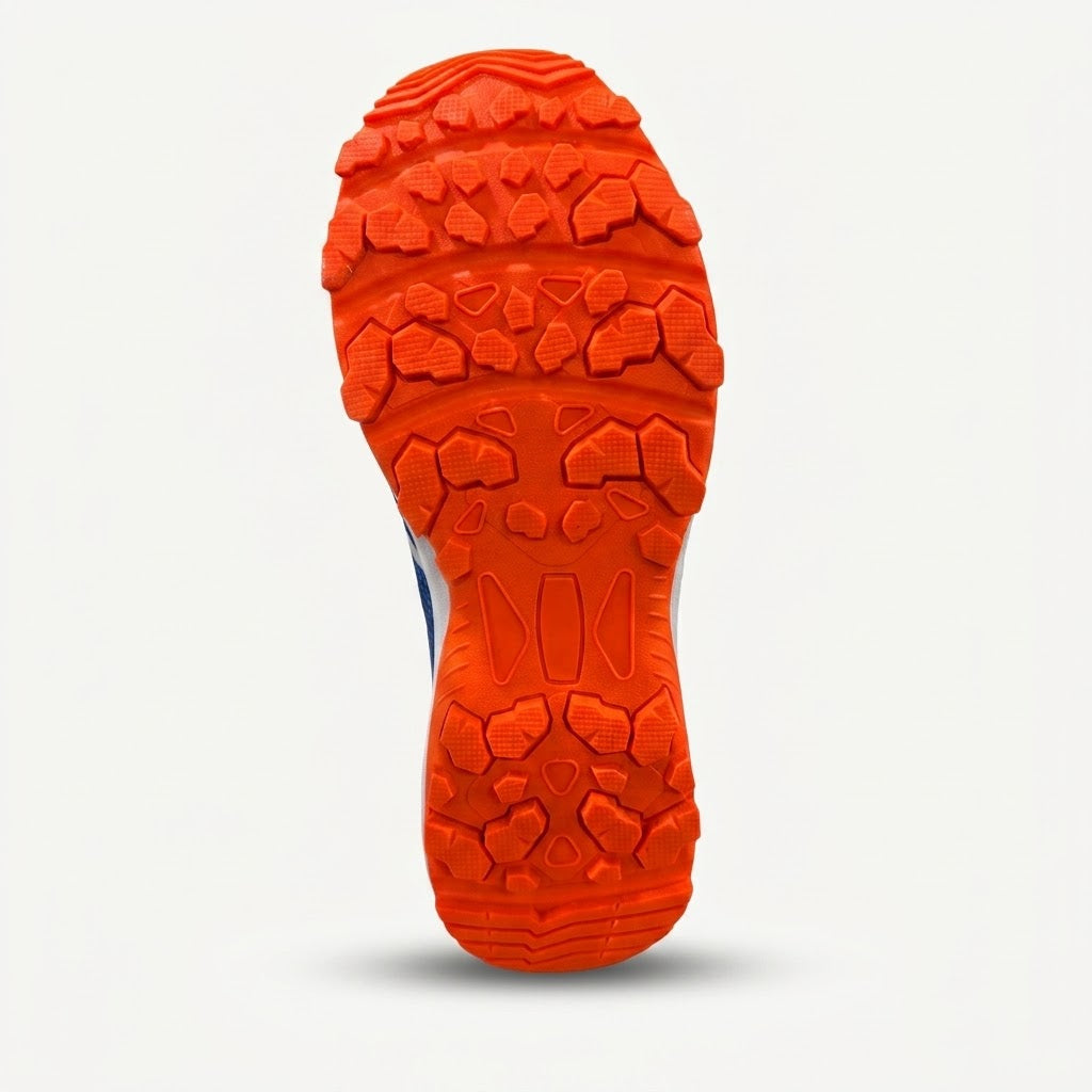 Jazba Rattler Pro Guard Cricket Shoes – Blue/Orange High-Grip Rubber Studs