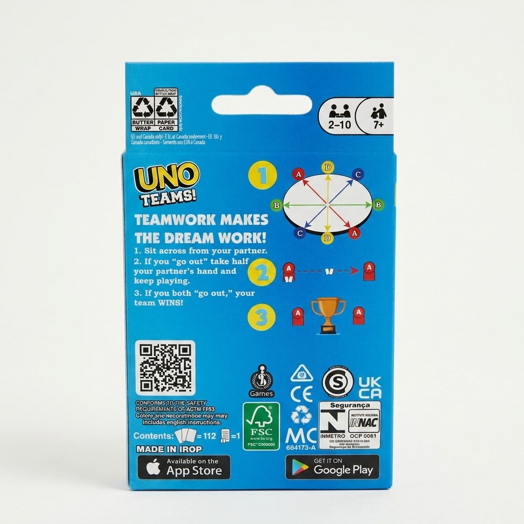 UNO Teams! Card Game – Up to 4 Teams, Family & Party Game (Ages 7+)