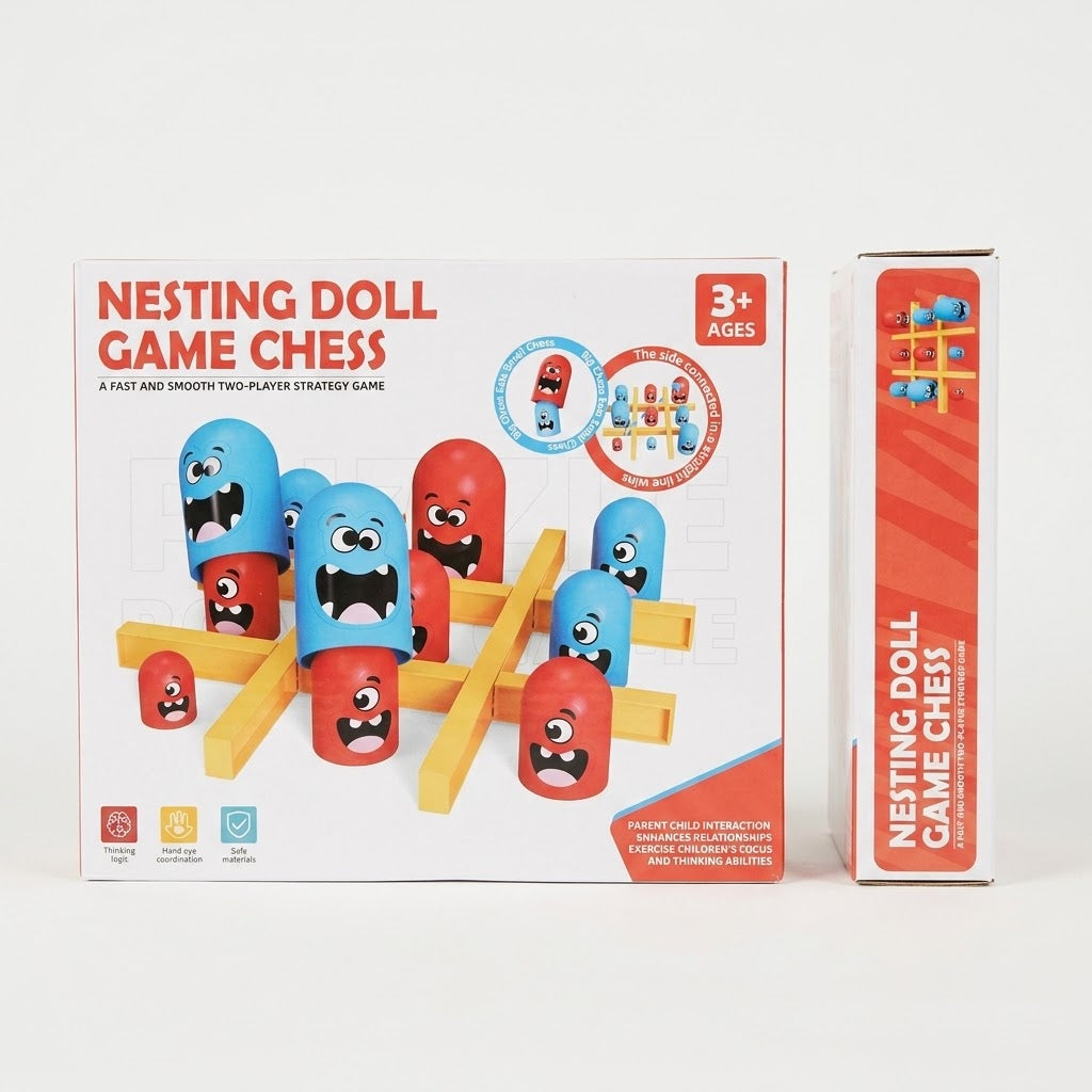 Nesting Doll Game Chess – Strategy Tic-Tac-Toe Game for Kids (Ages 3+)