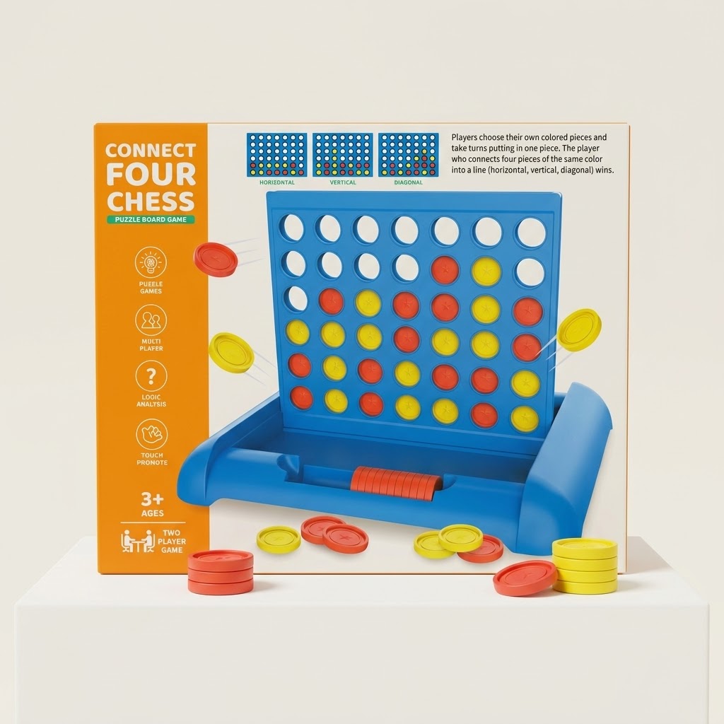 Connect Four Chess Board Game for Kids | 2-Player Strategy & Logic Puzzle (Ages 3+)