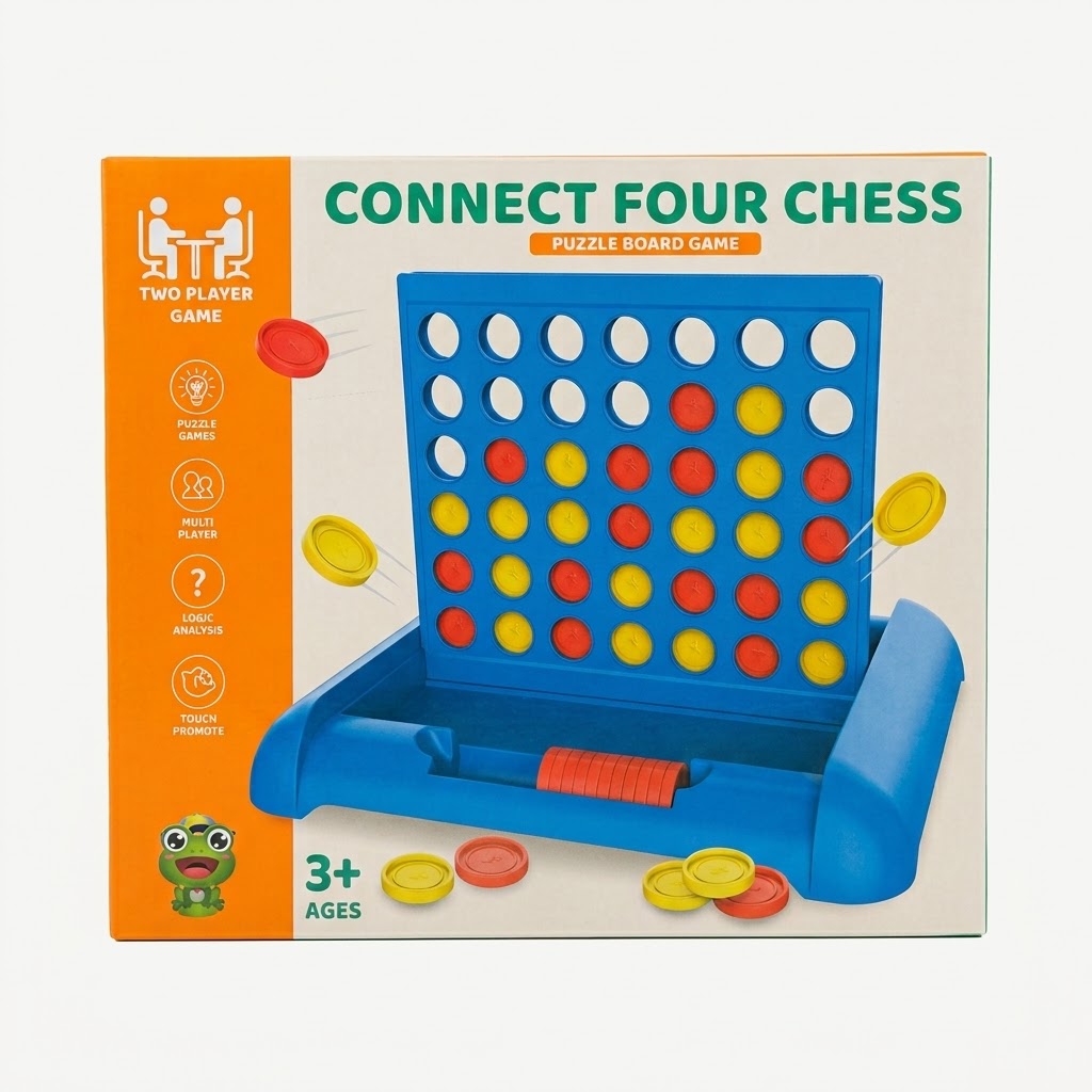 Connect Four Chess Board Game for Kids | 2-Player Strategy & Logic Puzzle (Ages 3+)