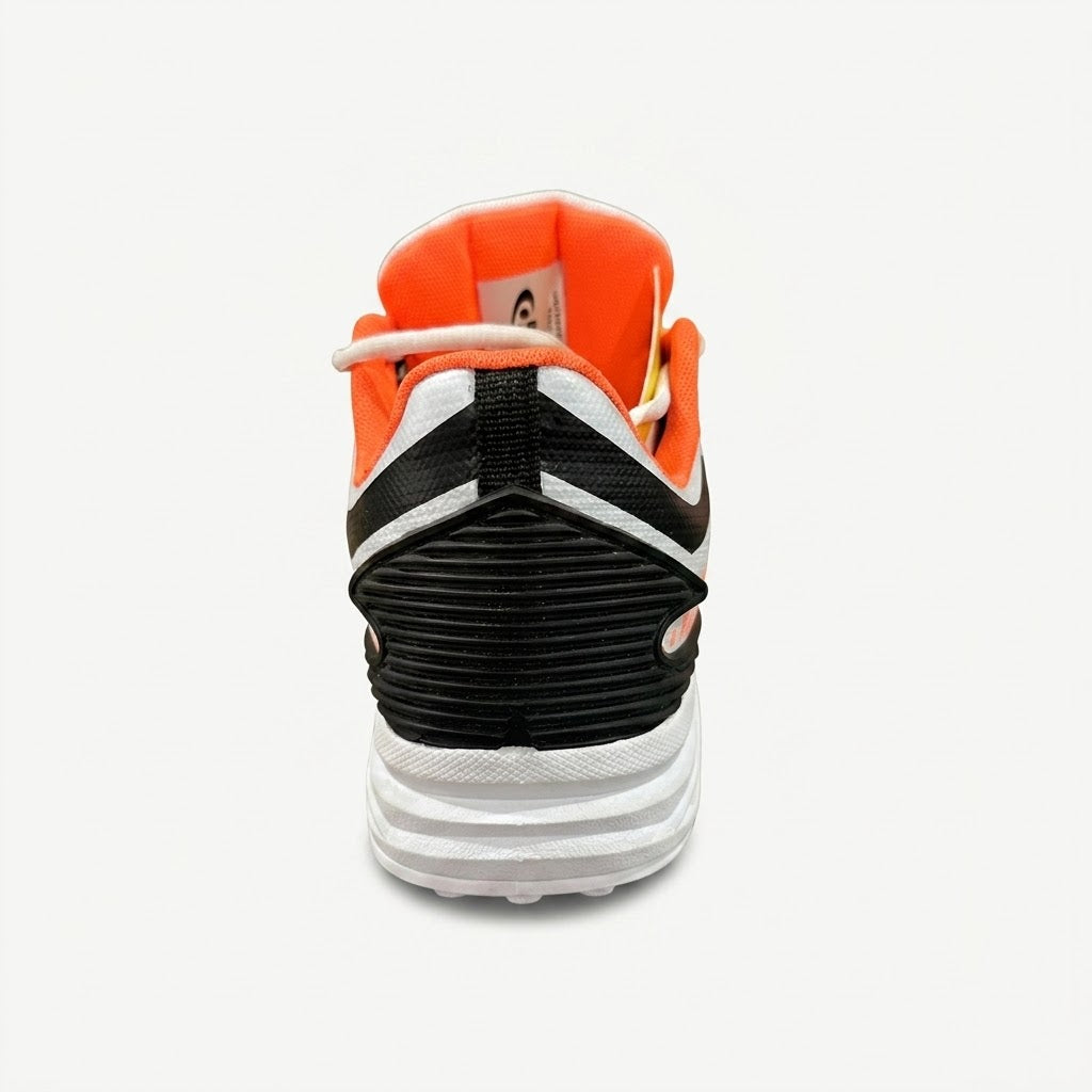 MAS Cricket Gripper Shoes – White & Orange Rubber Studs | High Traction